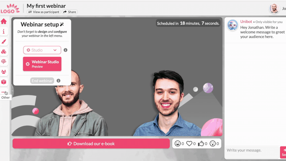 Interaktionsfunktioner för webbinarium - Univid
