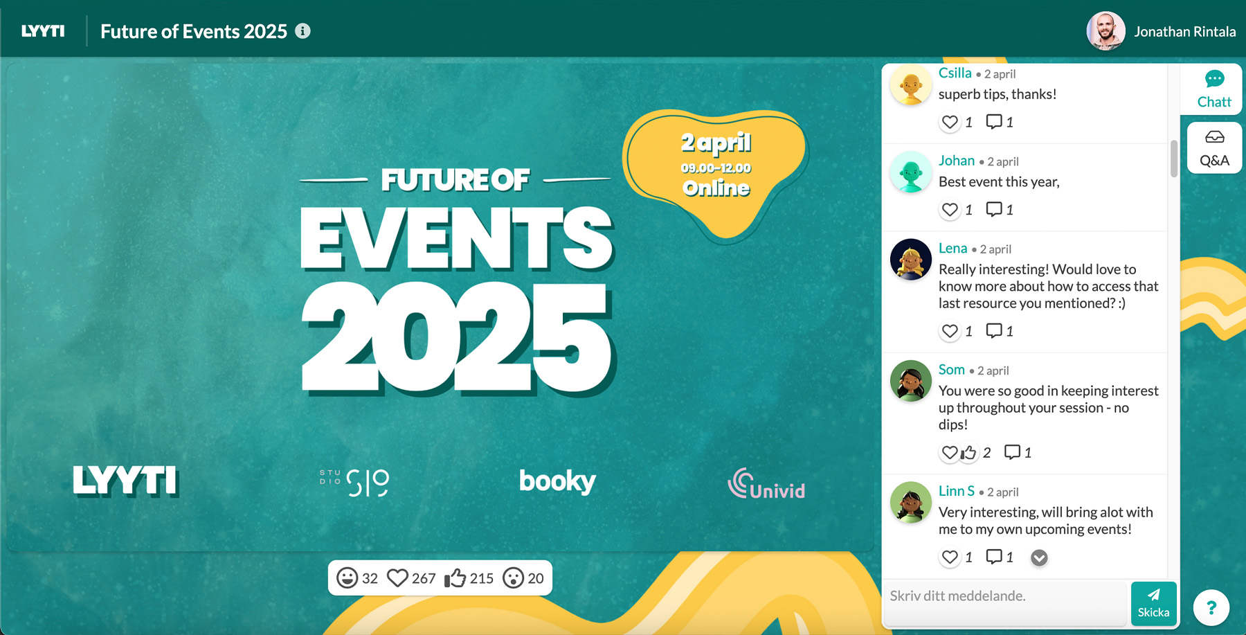 Hantera dina registreringar, uppföljningar och interaktiva livewebinarier på samma plats - med Lyyti x Univid. Den ledande programvaran för eventhantering - som också integreras med Univid:s plattform för livewebinarier.